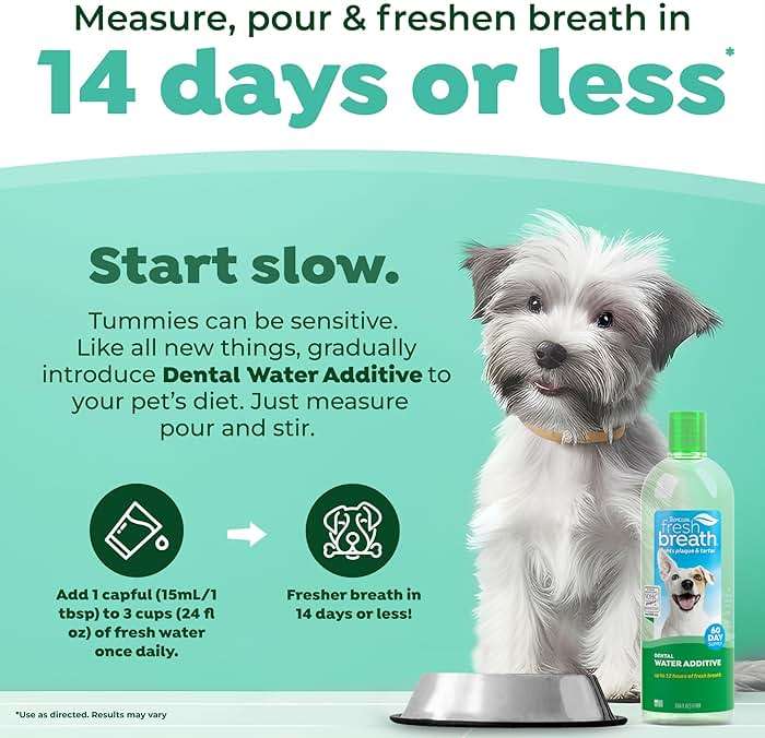 TropiClean Fresh Breath Water Additive for Dogs, Dog Breath Freshener and Teeth Cleaning Solution, No Toothpaste or Toothbrush Required, 33.8oz. - Image 5