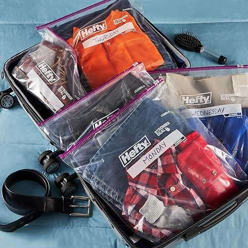 Hefty Slider Jumbo Storage Bags, 12 Count, 2.5 Gallon Extra Large Storage Bags for Bulk Leftovers, Travel Clothes, Shoes, Office Supplies, and More, Writable Label, Secure Zip and Click Closure - Image 5