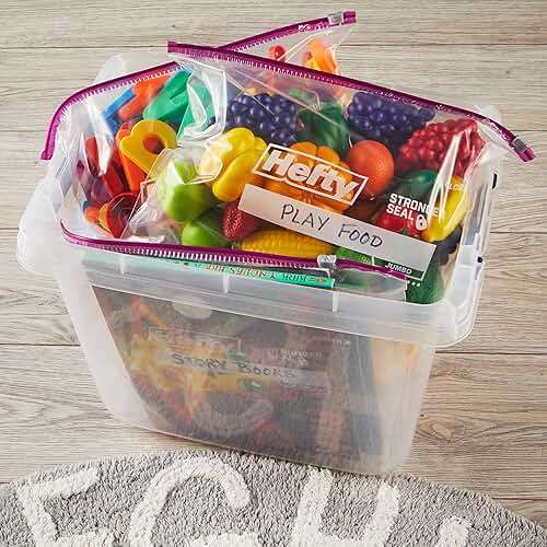 Hefty Slider Jumbo Storage Bags, 12 Count, 2.5 Gallon Extra Large Storage Bags for Bulk Leftovers, Travel Clothes, Shoes, Office Supplies, and More, Writable Label, Secure Zip and Click Closure - Image 6