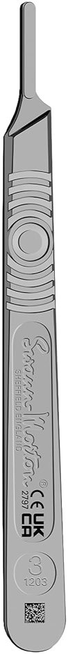 Swann Morton Scalpel Handle No. 3 - Stainless Steel, Fits Blades 10, 10A, 10R, 11, 12, 14, 15, & 15A, Esthetician Tools to Dermaplane, Surgical Knife Handle, Medical Grade Precision Instrument | For Blades 10, 10a, 11, 12, 15, 15a - Product Image