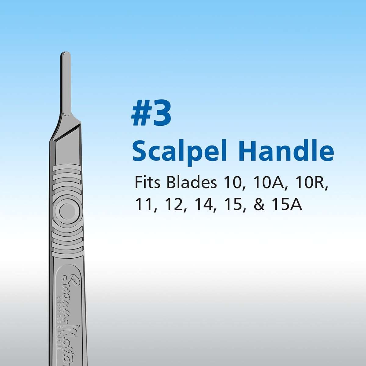Swann Morton Scalpel Handle No. 3 - Stainless Steel, Fits Blades 10, 10A, 10R, 11, 12, 14, 15, & 15A, Esthetician Tools to Dermaplane, Surgical Knife Handle, Medical Grade Precision Instrument | For Blades 10, 10a, 11, 12, 15, 15a - Image 2