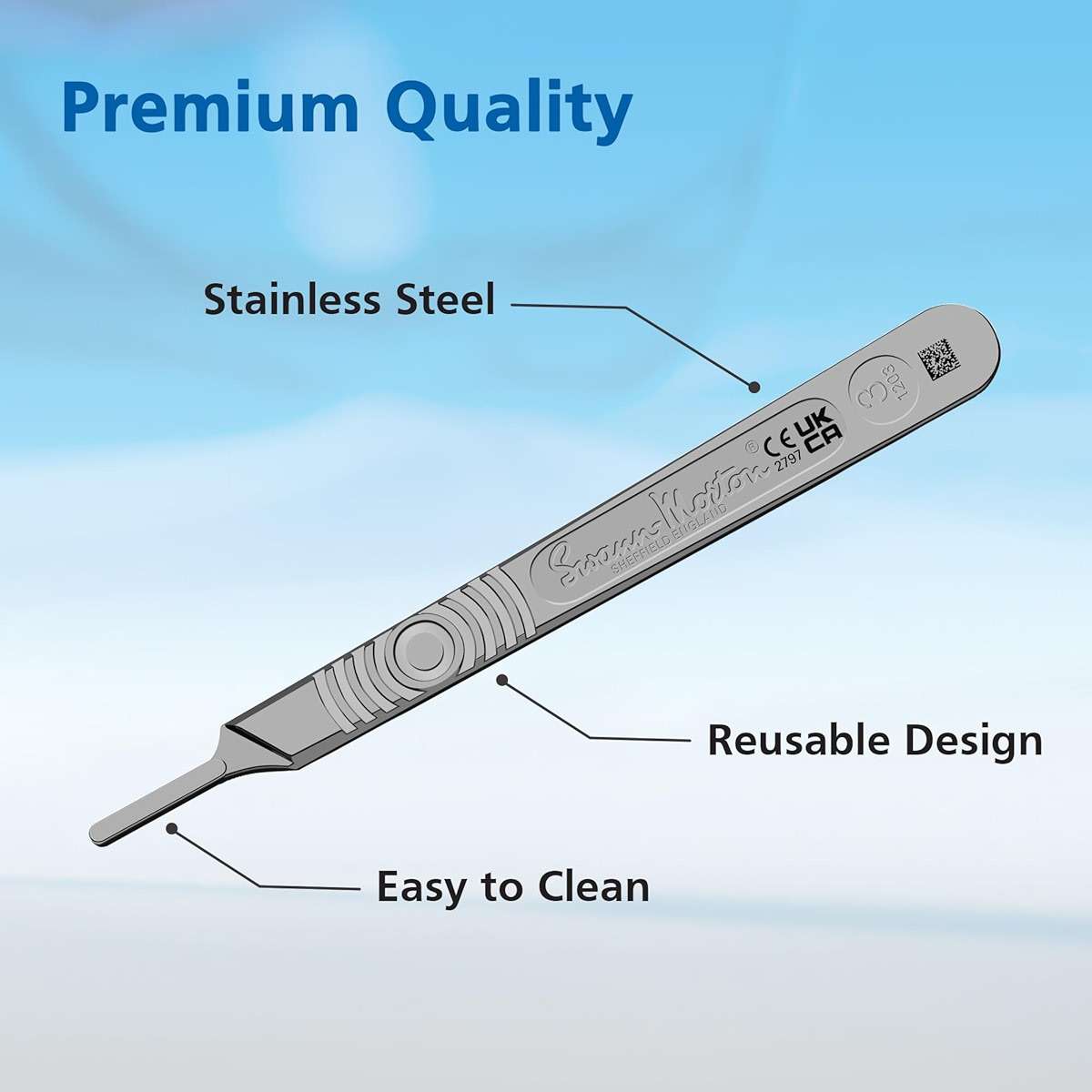 Swann Morton Scalpel Handle No. 3 - Stainless Steel, Fits Blades 10, 10A, 10R, 11, 12, 14, 15, & 15A, Esthetician Tools to Dermaplane, Surgical Knife Handle, Medical Grade Precision Instrument | For Blades 10, 10a, 11, 12, 15, 15a - Image 5