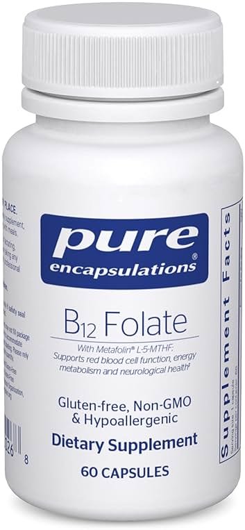 Pure Encapsulations B12 Folate - Energy Supplement to Support Nerves, Energy Metabolism & Cognitive Support* - with Vitamin B Folate as Metafolin - 60 Capsules - Product Image