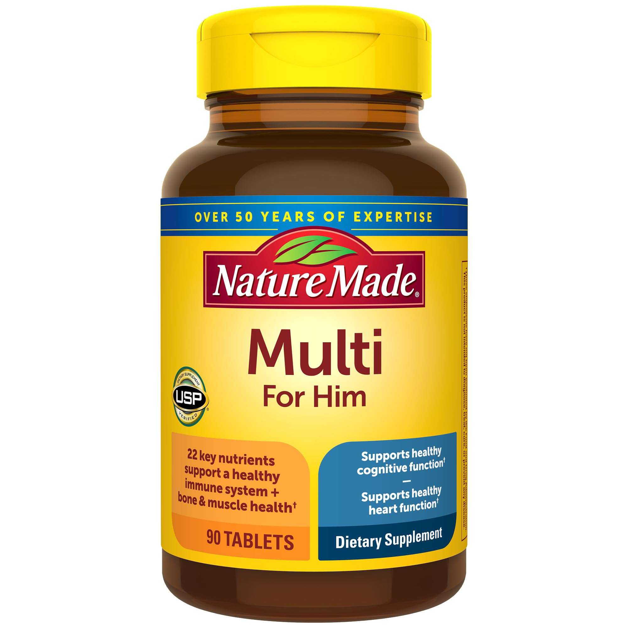 Nature Made Multivitamin for Him, Mens Multivitamins with No Iron, Daily Nutritional Support, Nature Made Multi Mens Vitamins & Minerals, 90 Tablets, 90 Day Supply - Image 1
