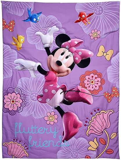 Disney 4 Piece Minnie's Fluttery Friends Toddler Bedding Set, Lavender - Image 3