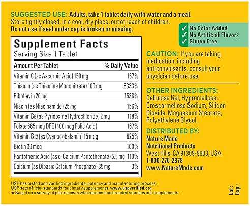 Nature Made Super B Complex with Vitamin C & Folic Acid, B Complex Vitamins for Women and Men, Dietary Supplement for Immune Support, 140 Tablets, 140 Day Supply - Image 5