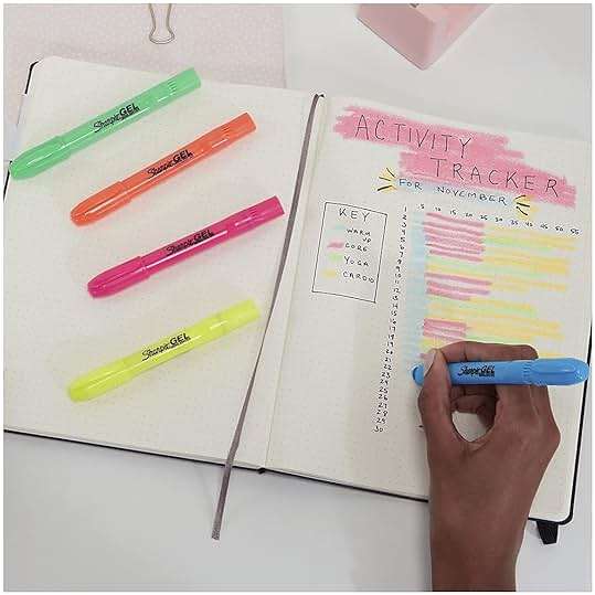 Sharpie Gel Highlighters, Bullet Tip, Assorted Fluorescent Markers, 5 Count - Won't Dry Out, Smear And Bleed Resistant - Image 2