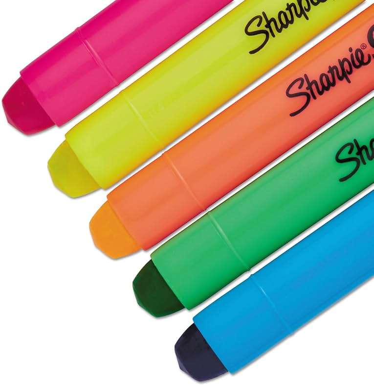 Sharpie Gel Highlighters, Bullet Tip, Assorted Fluorescent Markers, 5 Count - Won't Dry Out, Smear And Bleed Resistant - Image 5