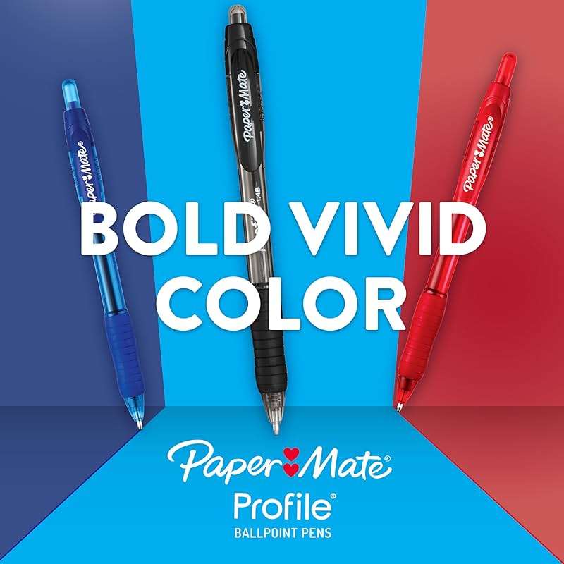 Paper Mate Profile Retractable Ballpoint Pens, Bold Point (1.4mm), Assorted Colors, 12 Count - Back to School, Office, Teacher Supplies - Image 4