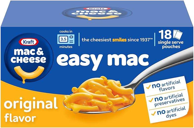 Kraft Easy Mac Original Mac & Cheese Macaroni and Cheese Dinner Microwavable Dinner, 18 ct Packets - Image 1