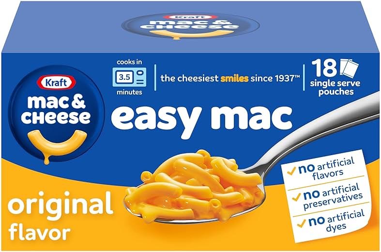 Kraft Easy Mac Original Mac & Cheese Macaroni and Cheese Dinner Microwavable Dinner, 18 ct Packets - Product Image