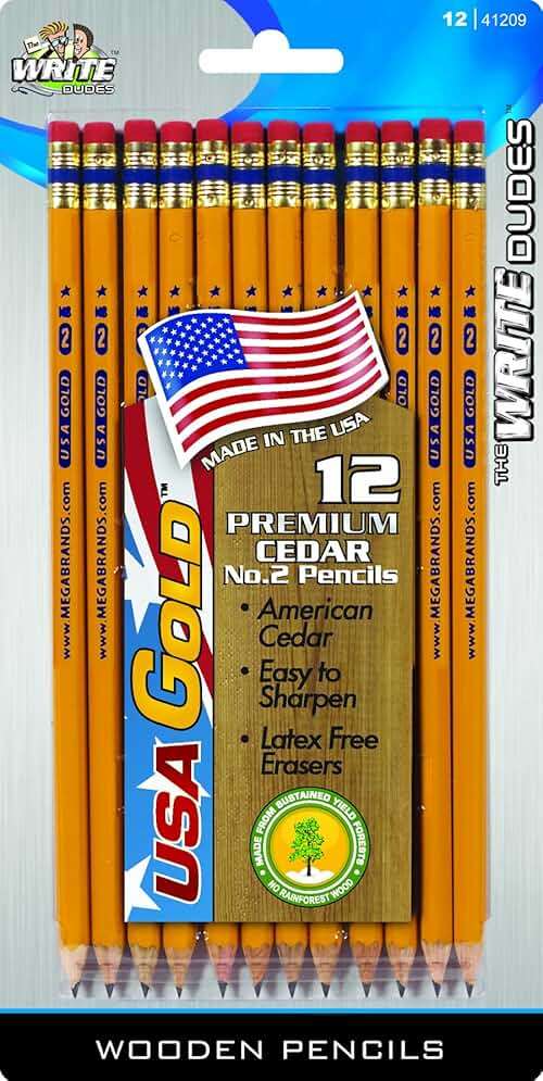 Write Dudes USA Gold Premium Cedar No. 2 Pre-Sharpened Pencils 12-Count (DDR56) - Image 2
