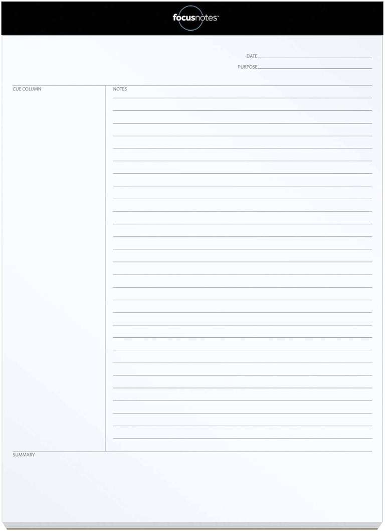 Oxford FocusNotes Writing Pad, Clear Note-Taking System, 8.5 x 11 Sheets, Guided Note, Cue & Summary Sections, 50 Sheets, Professional School and Office Notepad, Proudly Made in the USA - Image 1
