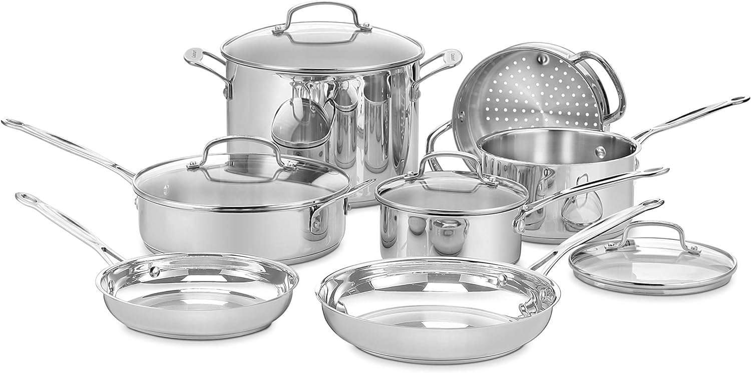Cuisinart 77-11G Stainless Steel 11-Piece Set Chef's-Classic-Stainless-Cookware-Collection - Image 1