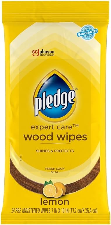 Pledge Expert Care Enhancing Wood Wipes, Lemon Scent, 24 Count - Product Image