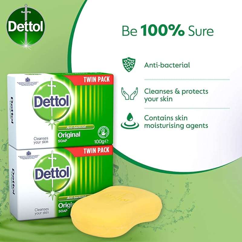 Dettol Anti Bacterial Original Soap 100g Twin Pack Dermatologically Tested - Image 2