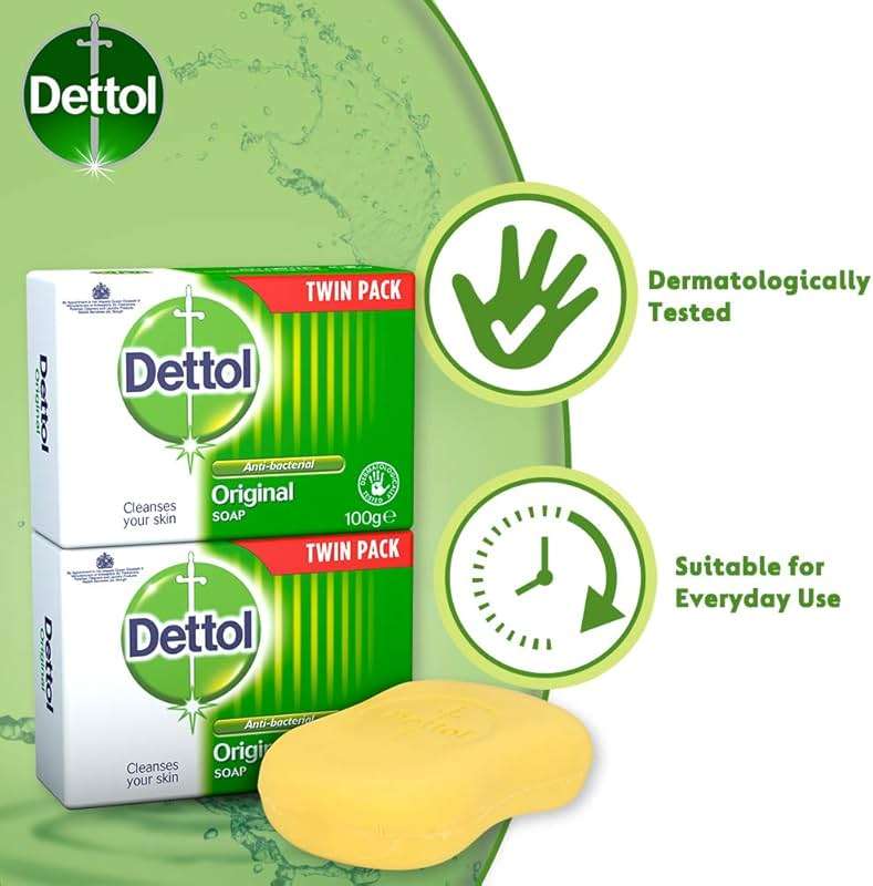 Dettol Anti Bacterial Original Soap 100g Twin Pack Dermatologically Tested - Image 3