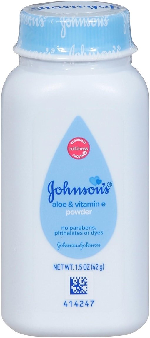 Johnson's Baby Cornstarch Baby Powder with Aloe and Vitamin E for Delicate Skin, Hypoallergenic, No Addded Parabens, and Dyes for Gentle Baby Skin Care, Baby Essentials, 1.5 oz - Product Image