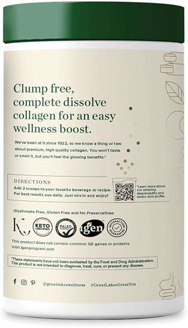Great Lakes Wellness Collagen Peptides Powder – Supports Skin, Hair, Nails, Joints & Digestion – Hydrolyzed, Quick Dissolve, Non-GMO, Keto & Kosher – Pure Collagen Protein (16 oz, 22 Servings) - Image 3