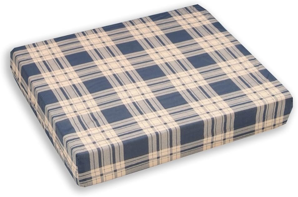 Egg Crate Foam Wheelchair Cushion - 3 Inch Thick - Plaid - Helps Distribute Weight, Medical Grade Comfort, Reduce and Prevent Pressure Sores - by Hermell Products - Product Image