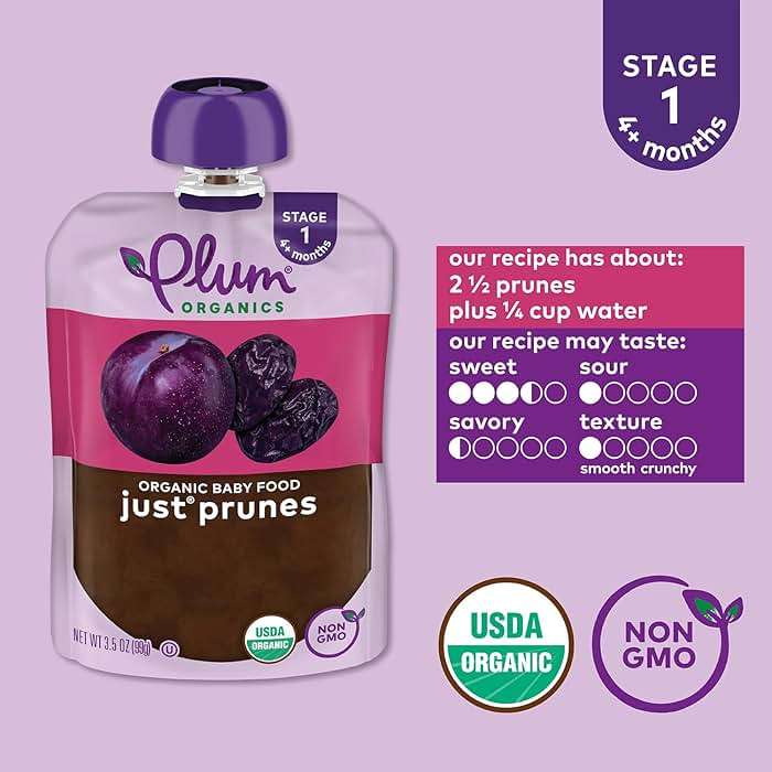 Plum Organics - 4+ Months Organic Baby Food Pouches - Just Punes - Non-GMO - Fruit & Veggie Blends On-The-Go Pouches for Baby & Toddler Meals - Quality Tested Ingredients - 3.5 oz (Pack Of 12) - Image 3