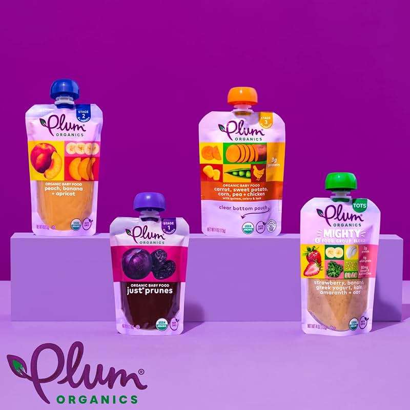Plum Organics - 4+ Months Organic Baby Food Pouches - Just Punes - Non-GMO - Fruit & Veggie Blends On-The-Go Pouches for Baby & Toddler Meals - Quality Tested Ingredients - 3.5 oz (Pack Of 12) - Image 9