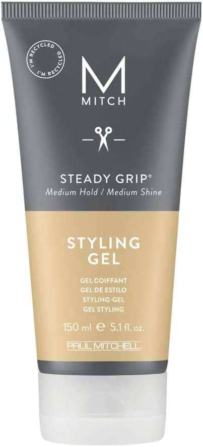 MITCH by Paul Mitchell Steady Grip Hair Gel for Men, Medium Hold & Shine, For All Hair Types, Especially Fine to Medium Hair, 5.1 fl. oz. - Image 1