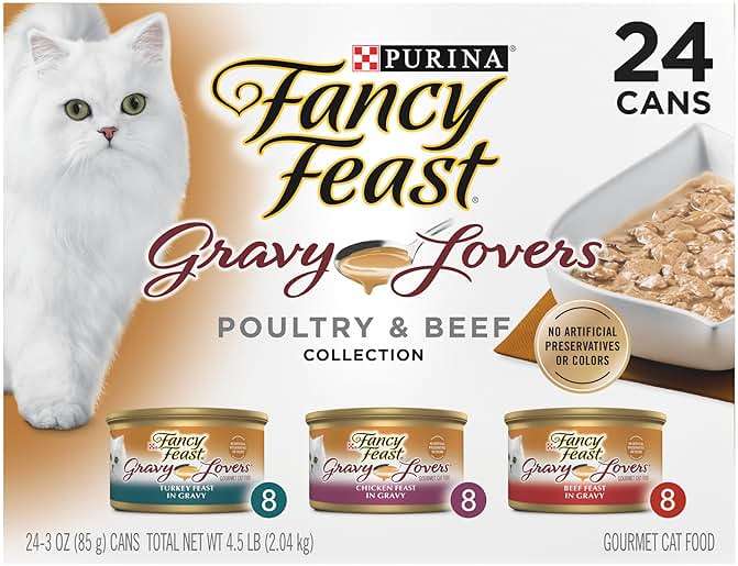Purina Fancy Feast Gravy Lovers Poultry and Beef Grilled Gourmet Wet Cat Food Variety Pack - (Pack of 24) 3 oz. Cans - Image 1