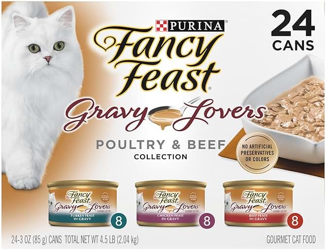 Purina Fancy Feast Gravy Lovers Poultry and Beef Grilled Gourmet Wet Cat Food Variety Pack - (Pack of 24) 3 oz. Cans - Product Image