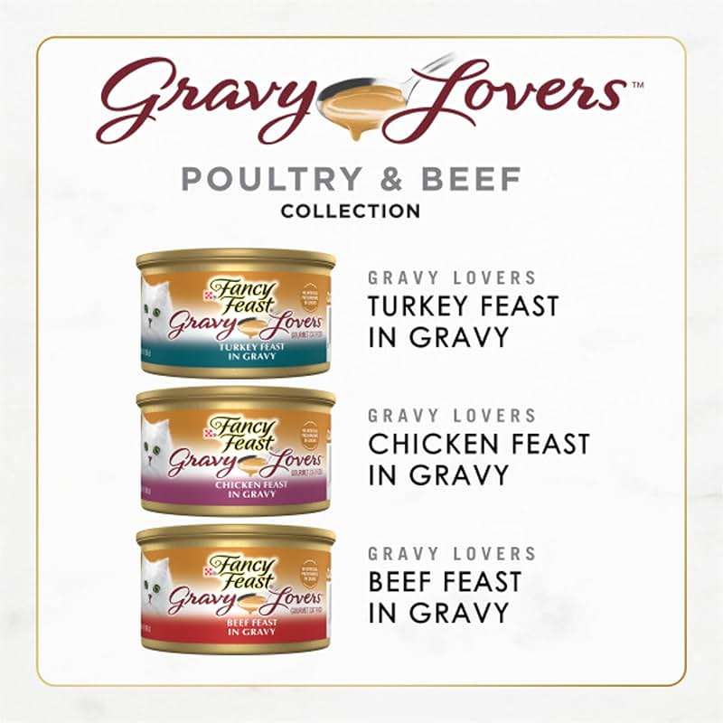 Purina Fancy Feast Gravy Lovers Poultry and Beef Grilled Gourmet Wet Cat Food Variety Pack - (Pack of 24) 3 oz. Cans - Image 2
