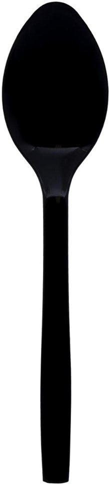 Party Essentials Hard Plastic 9" Serving Spoons, Black, 12 Count - Product Image