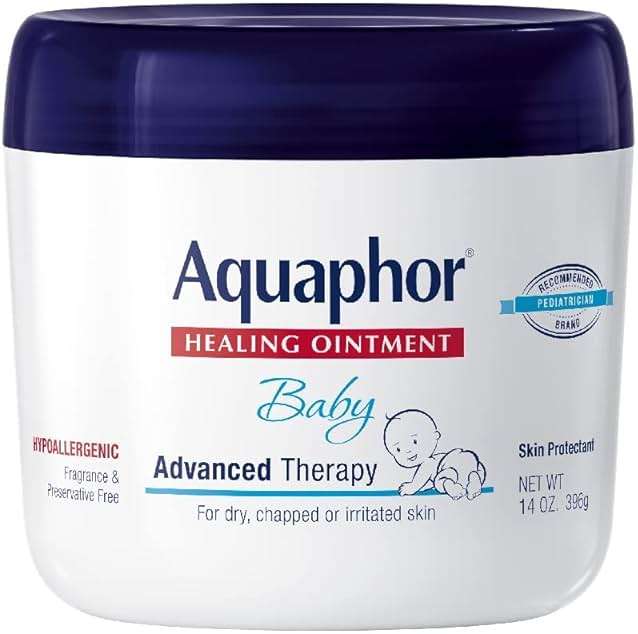 Aquaphor Baby Healing Ointment Advanced Therapy Skin Protectant for Chapped or Dry Skin, Drool Rash and Diaper Rash Ointment, 14 Oz Jar - Image 1