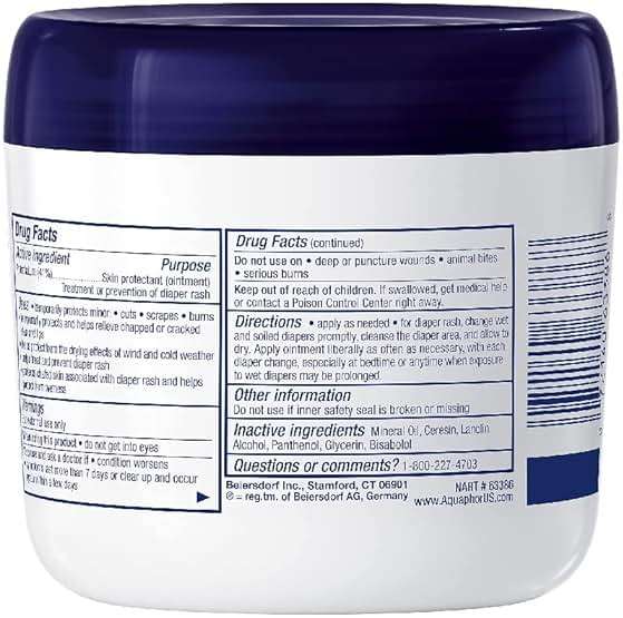 Aquaphor Baby Healing Ointment Advanced Therapy Skin Protectant for Chapped or Dry Skin, Drool Rash and Diaper Rash Ointment, 14 Oz Jar - Image 8