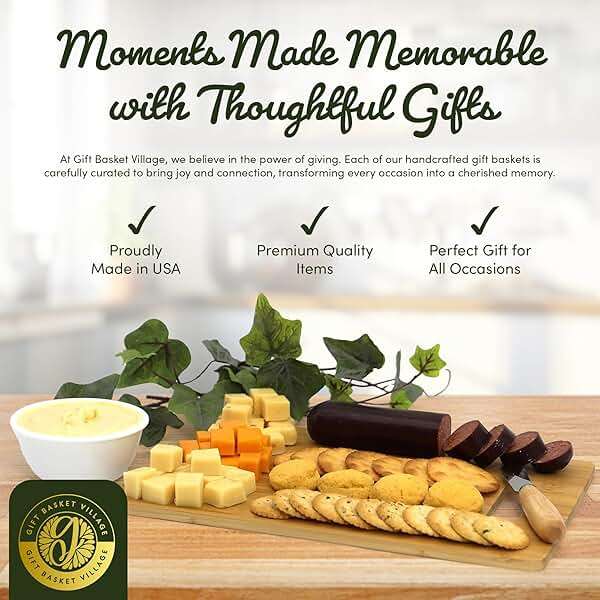 Gift Basket Village: Group Therapy Deluxe Gourmet Gift - Cutting Board, Sausages, Cheeses, Snacks & More - Image 4