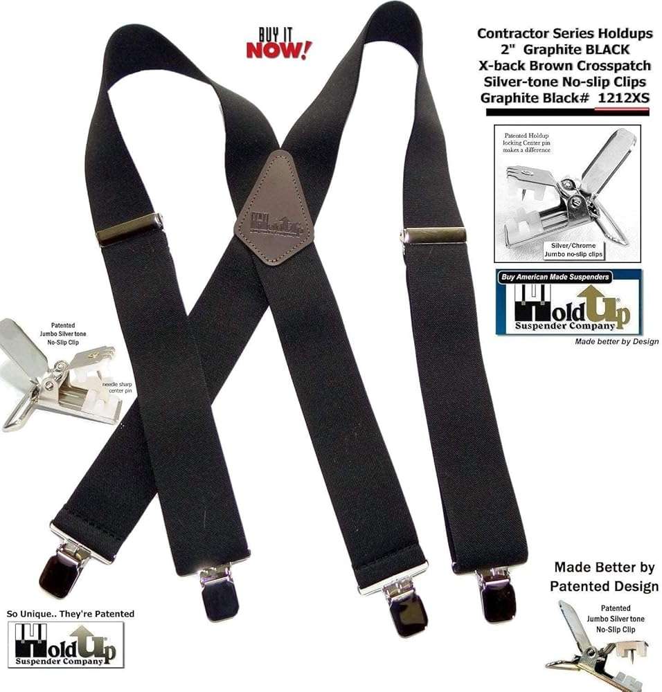 Hold-Up Suspender Co. Holdup 2" Wide Contractor Suspenders for Men with Patented No-slip metal clip. - Image 4