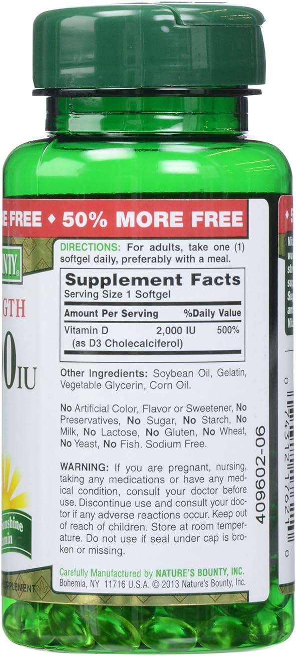 Nature's Bounty, D 2000 Iu Softgels, 150 Count - Image 4