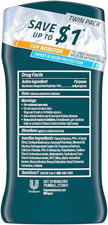 Degree Men Advanced Antiperspirant Deodorant Everest 2 Count 72-Hour Sweat and Odor Protection Antiperspirant For Men With Body Heat Activated Technology 2.7 oz - Image 2