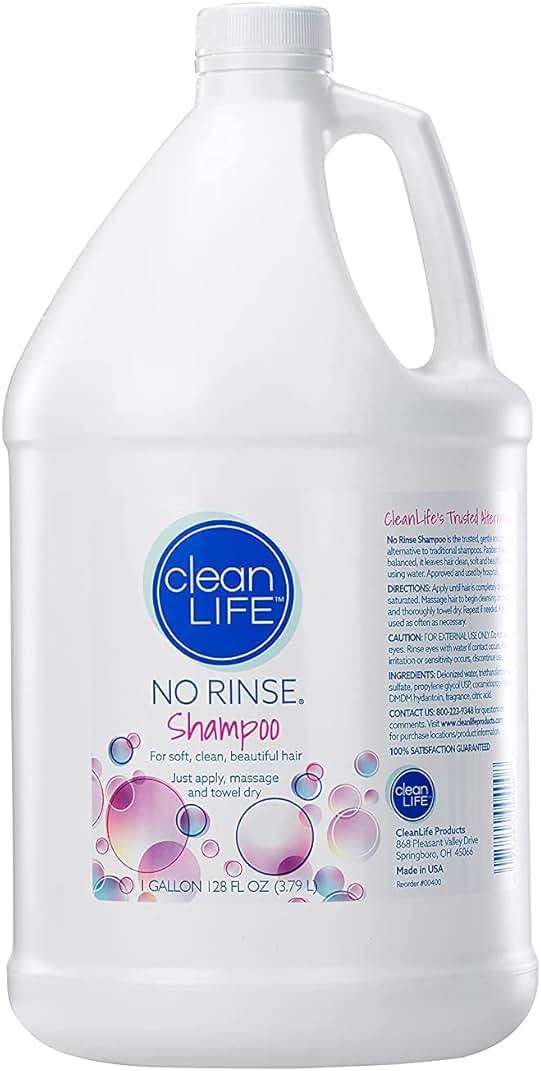 No-Rinse CleanLife Products Shampoo, 128 fl oz - Waterless, Rinse Free, Quick Foaming Liquid Formula for Surgery Recovery, Elderly Care & Camping - Leaves Hair Fresh, Clean & Odor-Free - Made in USA - Image 1