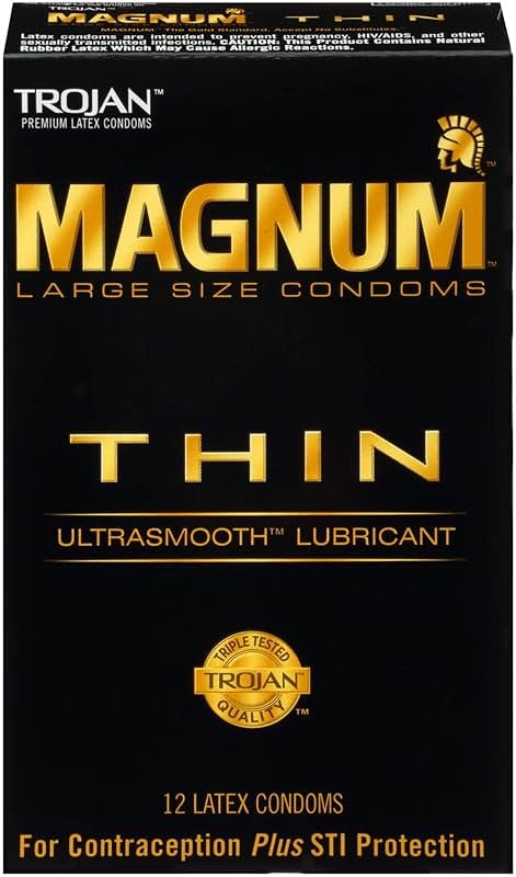 TROJAN Magnum Thin Condoms, Large Size Lubricated Magnum Condoms, 12 Count - Product Image