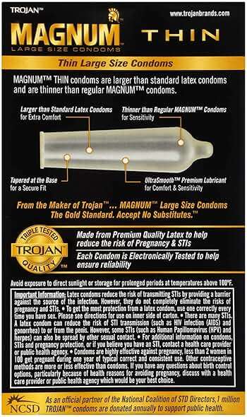 TROJAN Magnum Thin Condoms, Large Size Lubricated Magnum Condoms, 12 Count - Image 2