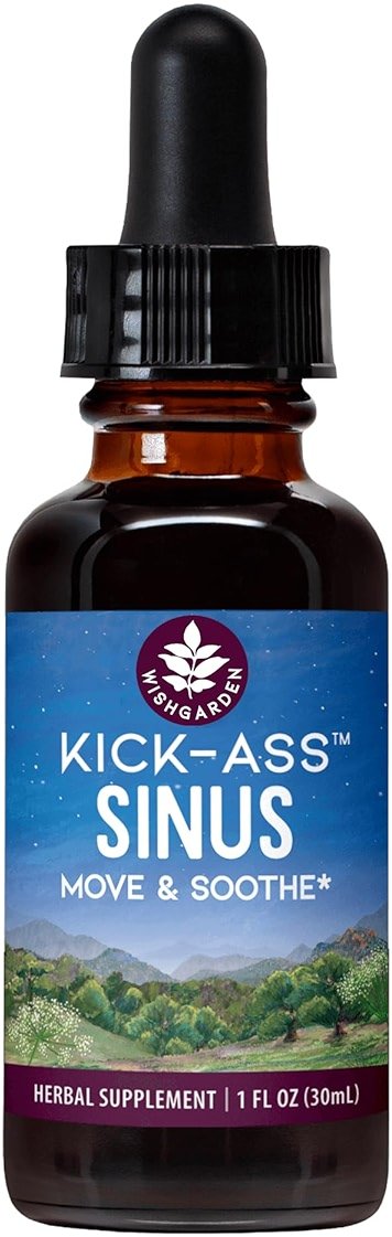WishGarden Herbs Kick-Ass Sinus, Herbal Sinus Support, Yerba Santa, Elderflower, Goldenseal, Horseradish, Sinus Congestion Relief, Liquid Tincture, 1oz - Product Image