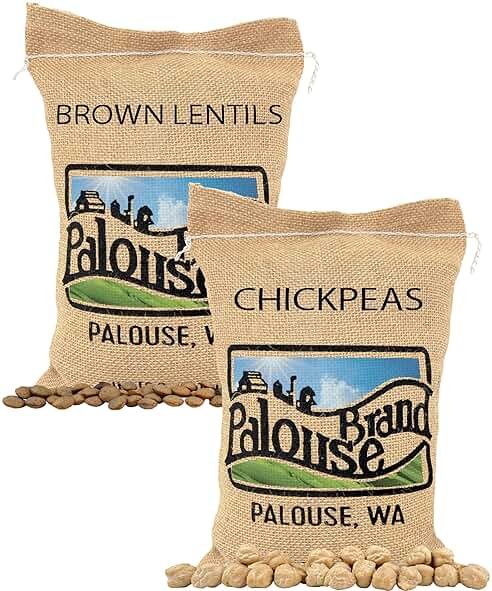 Palouse Brand Certified Glyphosate Residue Free Chickpeas and Brown Lentils | 10 LBS Total | Family Farmed in Washington State | Non-GMO Project Verified | Kosher | Field Traced (5 Pound, Pack of 2) - Product Image