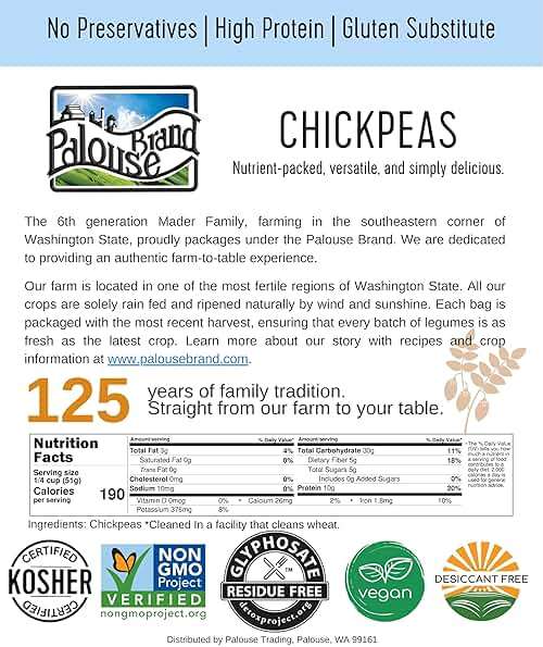 Palouse Brand Certified Glyphosate Residue Free Chickpeas and Brown Lentils | 10 LBS Total | Family Farmed in Washington State | Non-GMO Project Verified | Kosher | Field Traced (5 Pound, Pack of 2) - Image 6