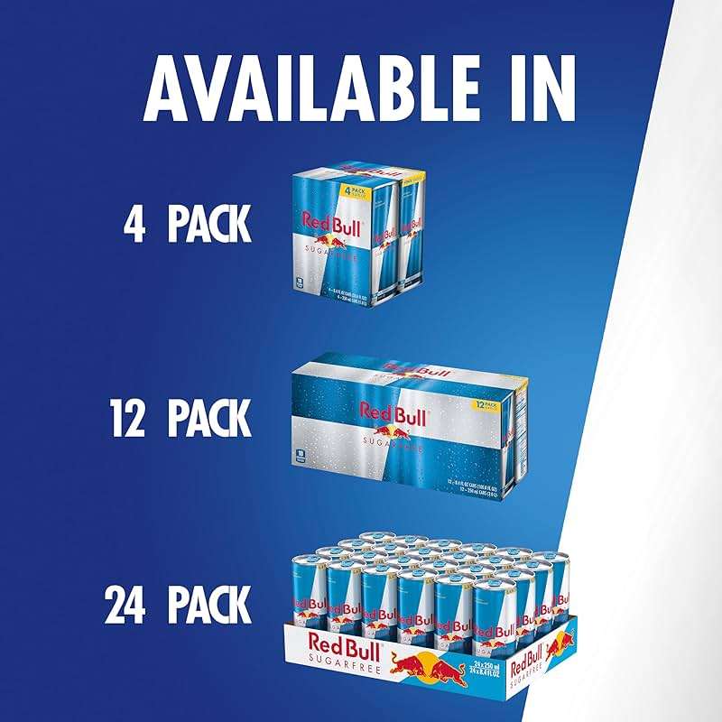 Red Bull Sugar Free Energy Drink with 80mg Caffeine plus Taurine & B Vitamins, 8.4 Fl Oz, 6 Packs of 4 Cans (Pack of 24) - Image 8