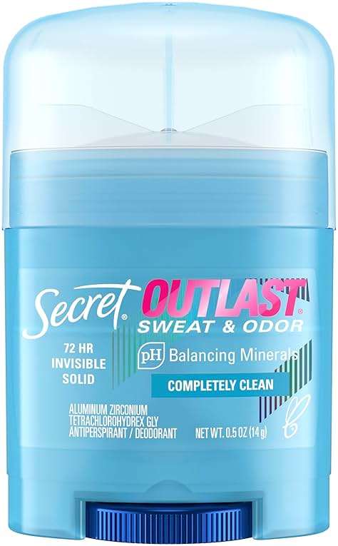 Secret Outlast Antiperspirant Deodorant for Women, 72hr Sweat & Odor Protection, PH Balancing Minerals, Invisible Solid, Completely Clean Scent, Travel Size, 0.5 oz - Image 1