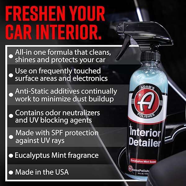 Adam's Polishes Interior Detailer 16oz - Total Car Interior Cleaner, Protectant & Dressing, All Purpose Cleaner & Leather Conditioner, Vinyl, Dashboard, Screen, Seat Cleaner & More - Image 2