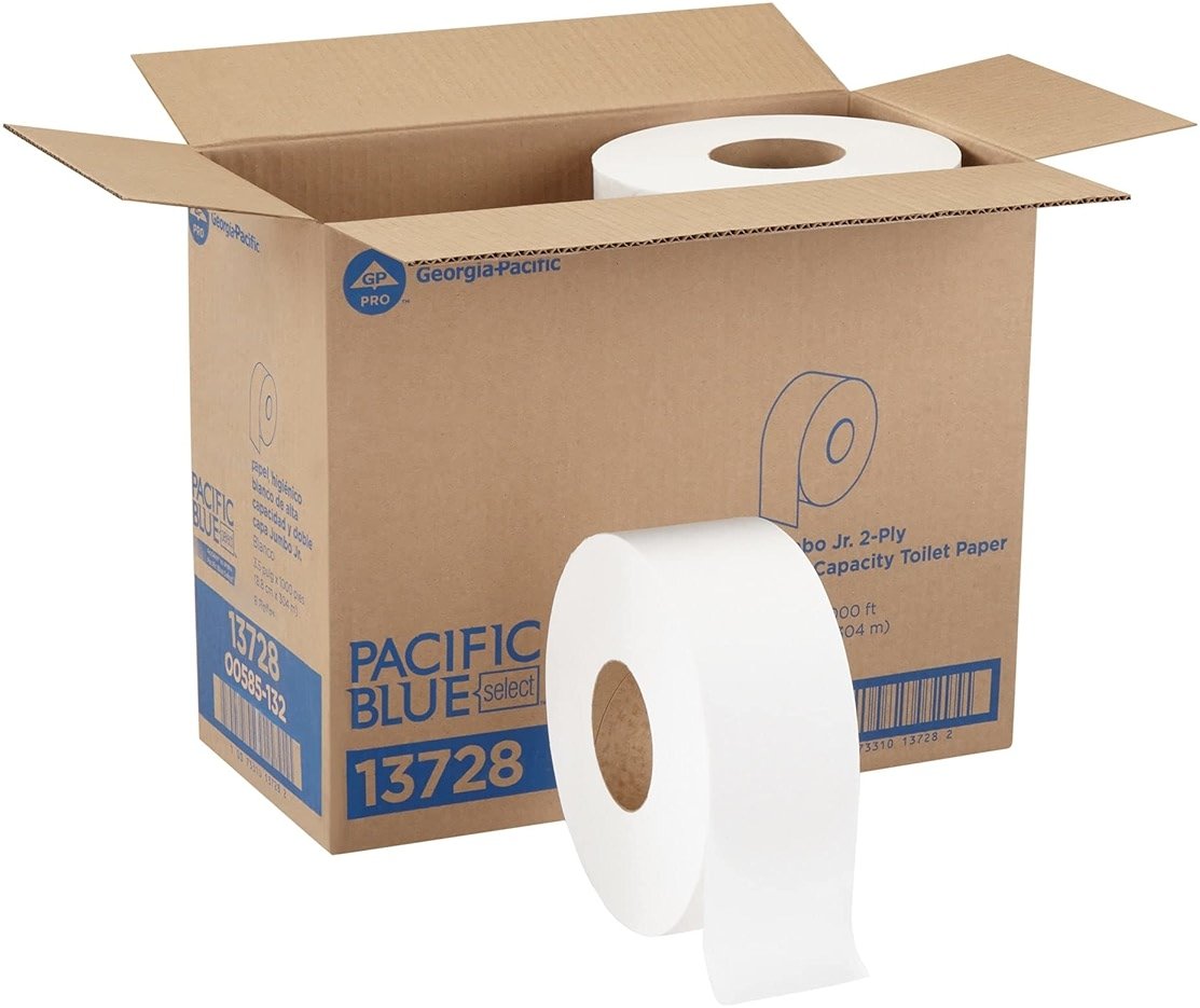 Pacific Blue Select by Georgia-Pacific PRO Jumbo Jr 2-Ply High-Capacity Toilet Paper, White, 1000 Feet Per Roll, 8 Toilet Tissue Rolls Per Case, 13728 - Product Image