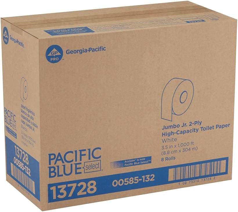 Pacific Blue Select by Georgia-Pacific PRO Jumbo Jr 2-Ply High-Capacity Toilet Paper, White, 1000 Feet Per Roll, 8 Toilet Tissue Rolls Per Case, 13728 - Image 2