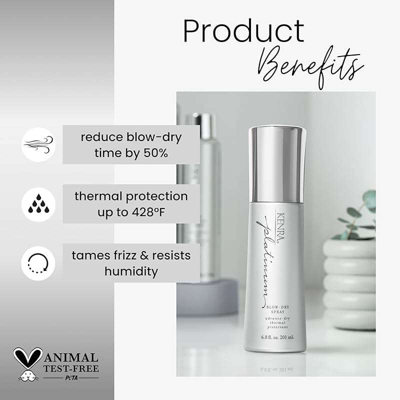 Kenra Platinum Blow-Dry Spray | Time-Saving Heat Protectant | Detangles, Smooths, and Softens | Eliminates Frizz & Resists Humidity | Medium To Coarse Hair - Image 2
