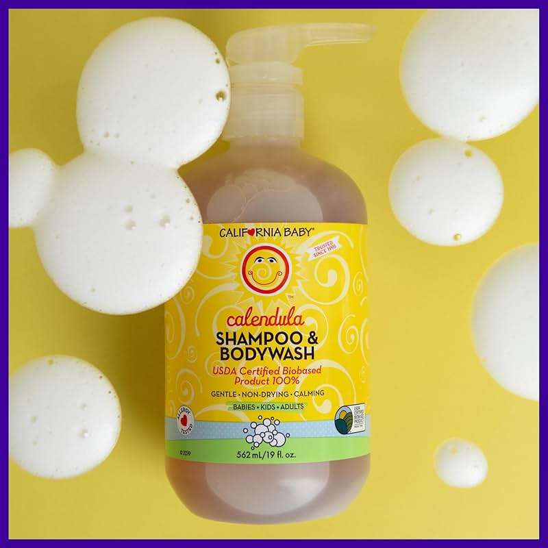 California Baby Calendula Baby Shampoo + Baby Wash | 100% Plant-Based | Soothing Lavender Body Wash Sensitive Skin | Hypoallergenic | 251 mL / 8.5 oz - Image 5